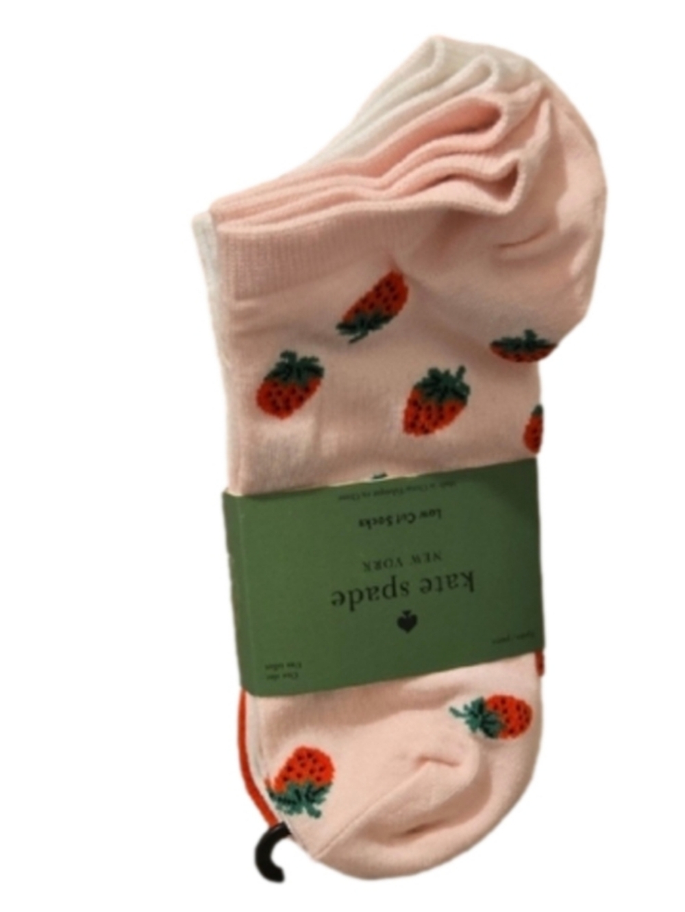Kate Spade Strawberry Pink Red & White Low Cut Socks 3 Pairs Nwt - Picture 2 of 3